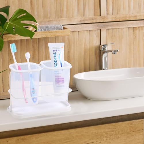 IKWZ Toothbrush Holder with 2 Cups and Drip Tray