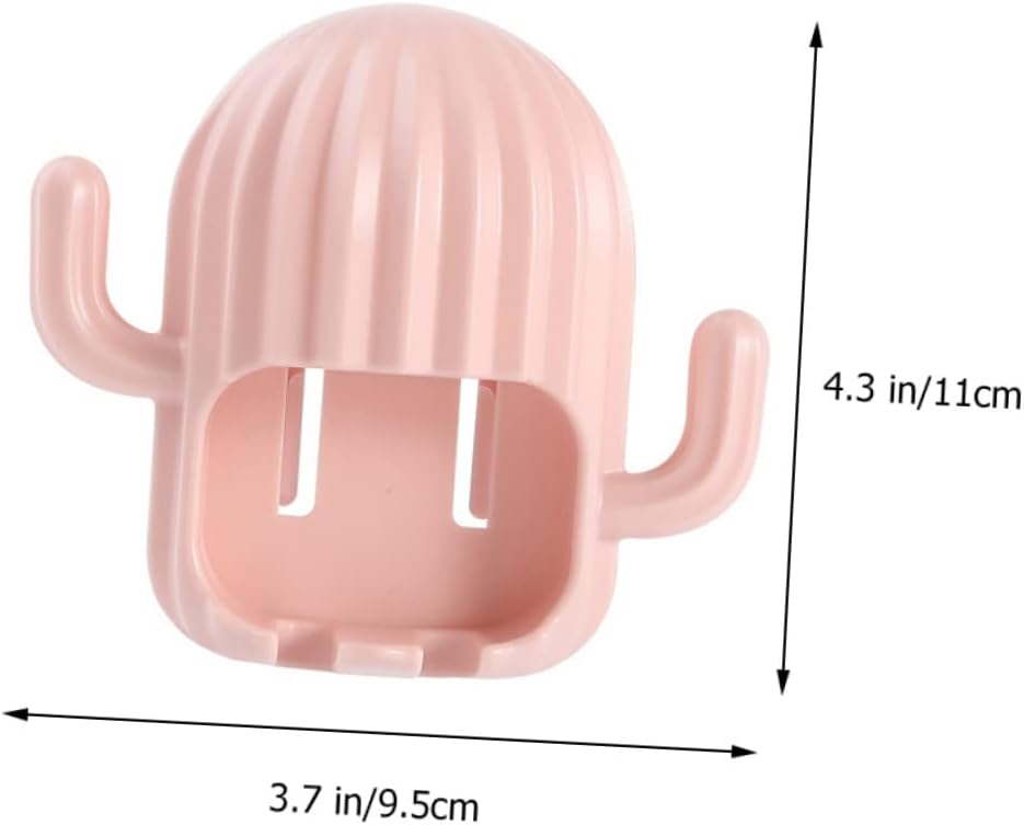 LIFKOME Wall-Mounted Cactus-Shape Toothbrush Towel Holder Pink White