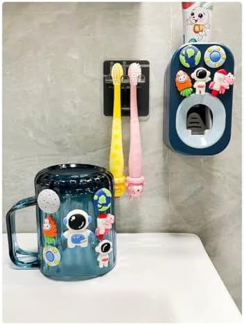 Bathroom Set with giggles - 2 Pc - Touchless Toothpaste Dispenser