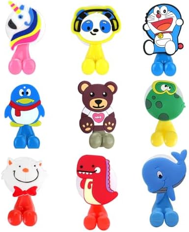 Cute Animal Toothbrush Holder for Kids with Suction Cup 9 Pack