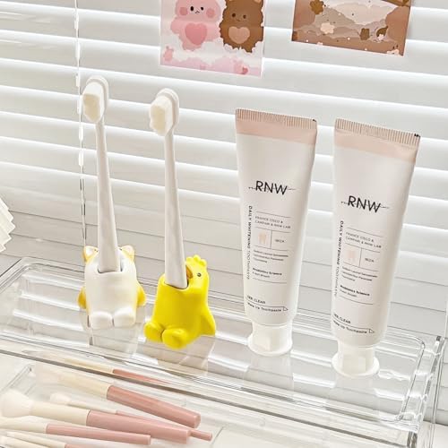 Cartoon Animal Toothbrush Holder Stand - Yellow 1