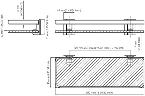 Aluminum Shower Shelf with Thick Glass Organizer for Bathroom