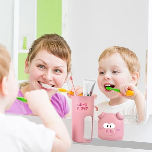 Cute and Functional Vspek Travel Toothbrush Holder with Pink Pig Design