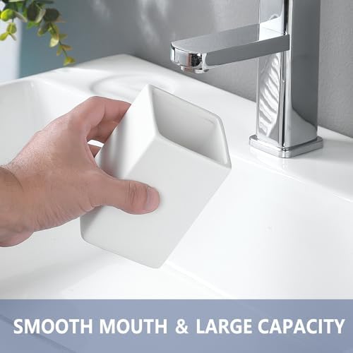 Top Choice Ceramic Toothbrush Holder Space-Saving Design White Square Reusable Hypoallergenic