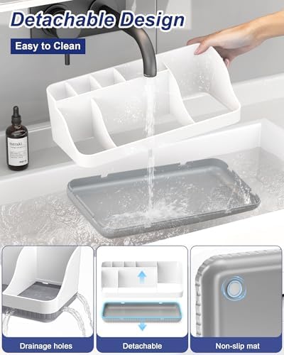 Homtalker Toothbrush Holder 7 Slots Anti-Slip Bathroom Organizer