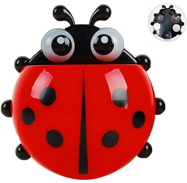 Red Ladybug Toothbrush Holder with Suction Cup