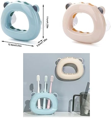 2 Pack Suction Toothbrush Holder with 3 Slots for Kids and Adults