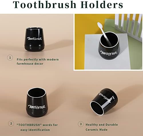 LEETOOYI Porcelain Toothbrush Holder Black