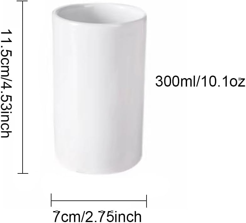 White Ceramic Cup Toothbrush Holder