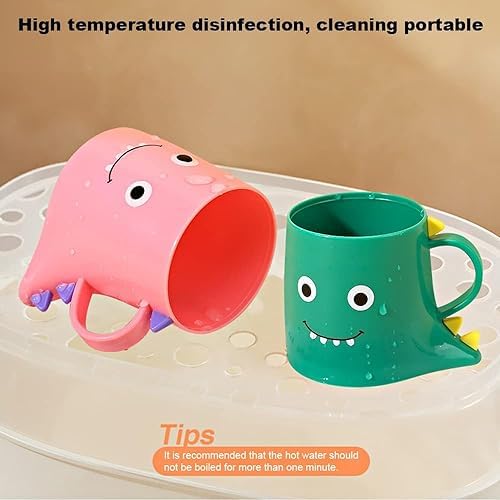 Dinosaur-Themed Toothbrush Mouthwash Holders for Kids - 2-Pack