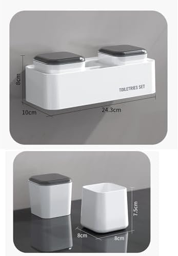 Wall-Mounted Toothbrush Holder for Bathroom 2 Cups Organizer