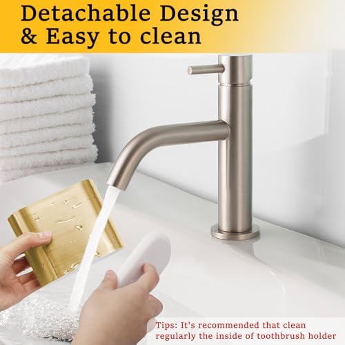 Chintu Detachable Toothbrush Toothpaste Holder w Divider Gold