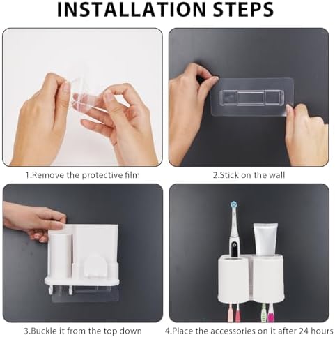 Toothbrush Holder with 2 Slots and Mouthwash Cup Wall Mount