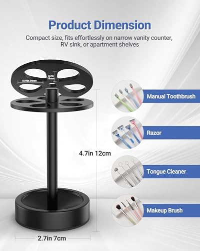 Black Toothbrush Holder Stand for Bathroom