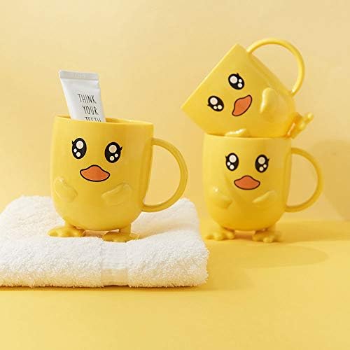 Unbreakable Toothbrush Toothpaste Holder 340ml Cartoon Duck Tumbler with Cup for Kids