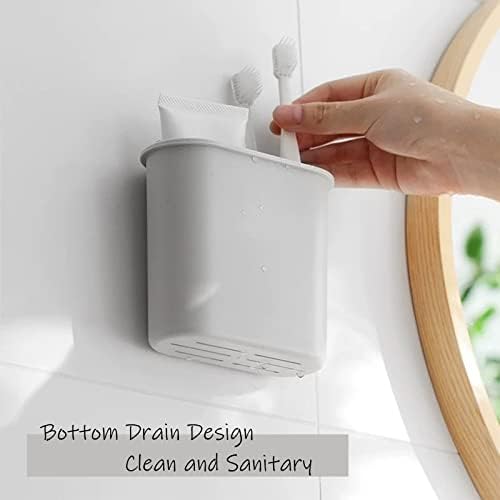 kulusionWall-Mounted Toothbrush Holder Easy-Hang Durable Space-Saving Grey
