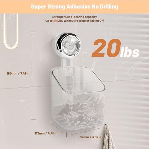 Greraes Clear Acrylic Shower Caddy Suction Cup Shelf