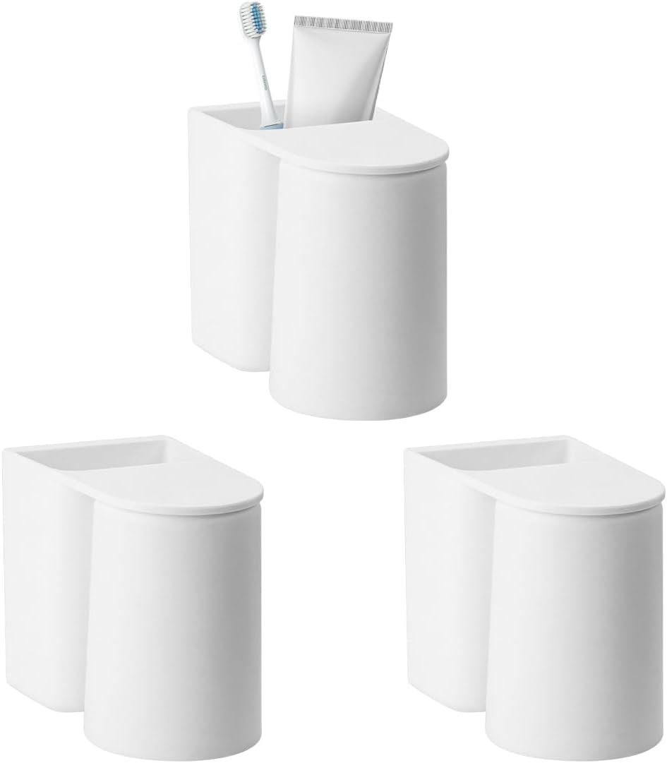 Perfect Space-Saving 3-Piece Magnetic Wall-Mounted Toothbrush Holder
