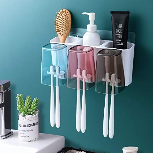 Goowin Wall Mounted Toothbrush Holder with 3 Cups