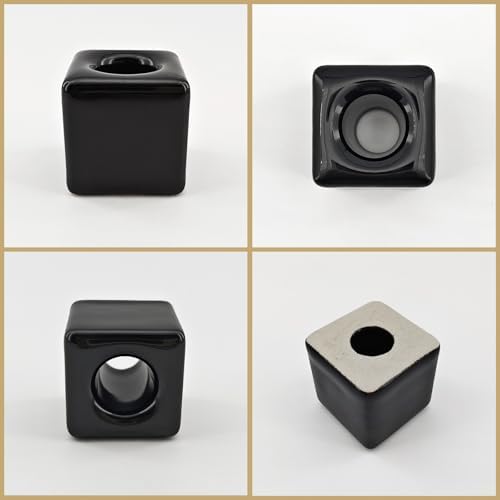 3-Piece Set Small Square Ceramic Toothbrush Holders Black Sleek Glazed