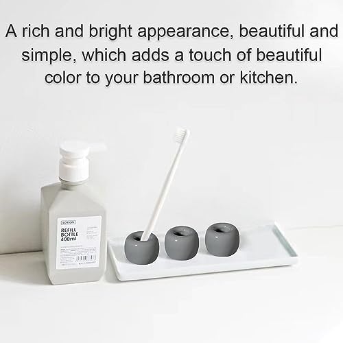 3 Pcs Mini Ceramic Toothbrush Holder Stand - Gray