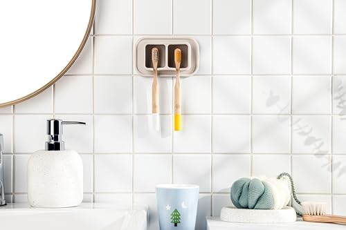 Efficient compact silicone suction holder 2-slot wall-mounded for small spaces