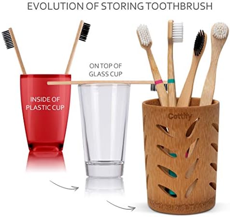 Eco-Friendly Bamboo Toothbrush Holder with Drainage - Multi-Functional in the Bathroom Kitchen