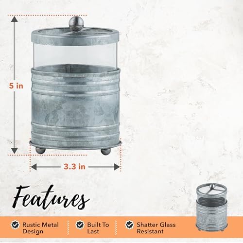 Autumn Alley Galvanized Glass Toothbrush Holder - Rustic Farmhouse Design