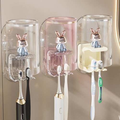 Efficient Wall Toothbrush Mouthwash Bracket Pink