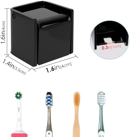2PCS Wall-Mounted Self-Adhesive Toothbrush Holder Black