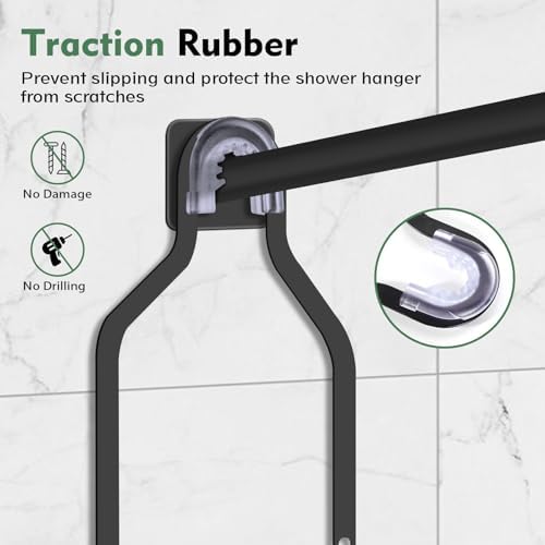 Shower Caddy with 3 Layers and 4 Hooks - Black