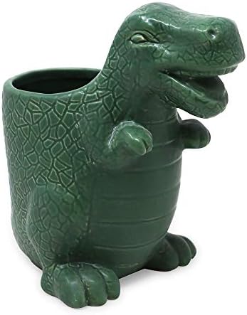 Isaac Jacobs Green Ceramic Dinosaur Cup and Brush Holder 1