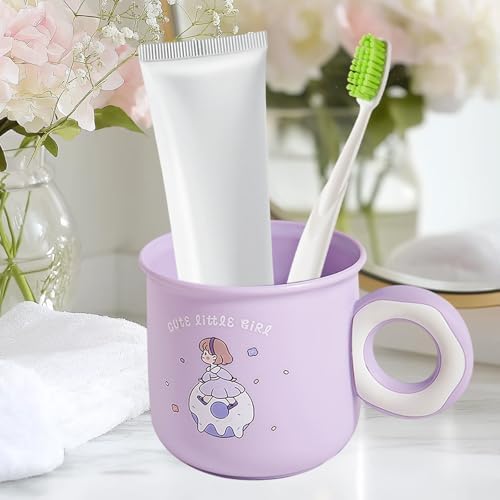 Cute Toothbrush Holder Cup with Donut Handle