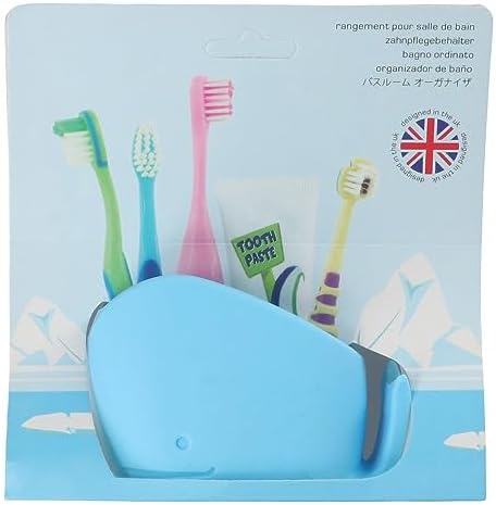 Cute Silicone Whale Toothbrush Holder for Kids - Blue