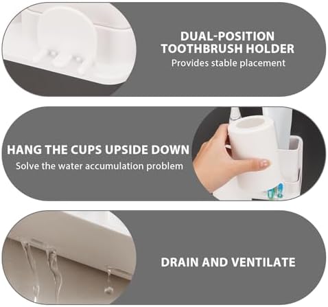 Toothbrush Holder with 2 Slots and Mouthwash Cup Wall Mount