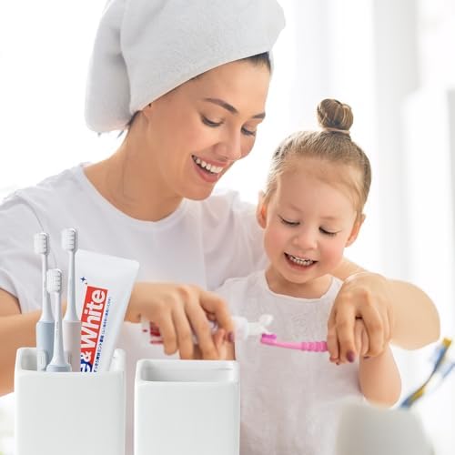 Top Choice Ceramic Toothbrush Holder Space-Saving Design White Square Reusable Hypoallergenic