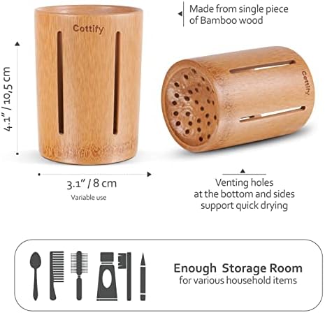 Bamboo Toothbrush Holder Drainage 360 Air Flow Water-Resistant