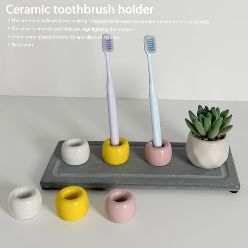 6-Pack Mini Ceramic Toothbrush Holders 3 Colors