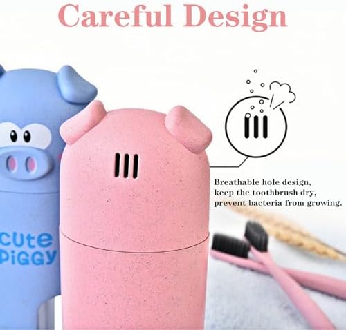 Cute and Functional Vspek Travel Toothbrush Holder with Pink Pig Design