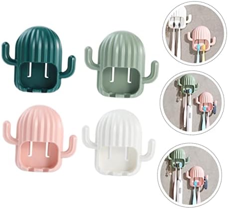 TopperFun Wall-Hanging 4-Pack ToothBrush Racks with Cactus Decor