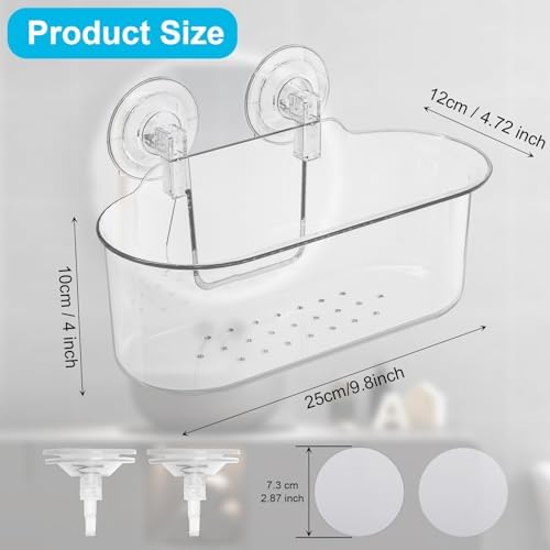 Sleek Acrylic Shower Caddy No Drilling Strong Adhesive Removable Durable Waterproof