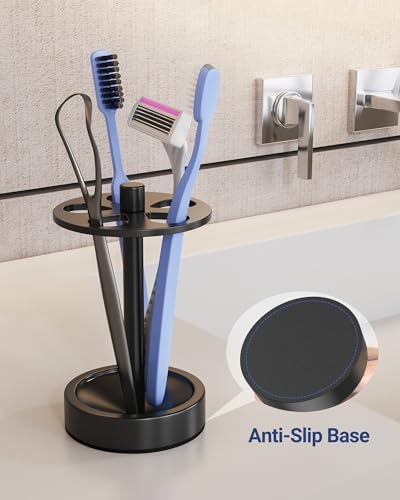 Black Toothbrush Holder Stand for Bathroom