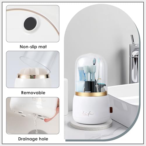 Premium Rotating Toothbrush Holder with Drainage for Space-Saving Storage