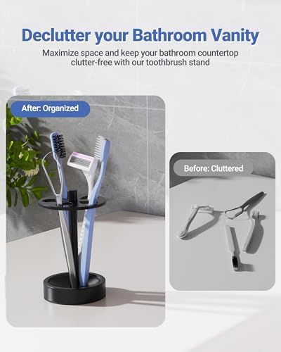 Black Toothbrush Holder Stand for Bathroom