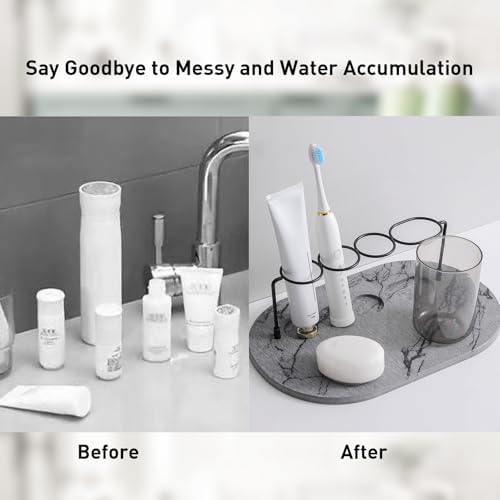 Stylish Metal Toothbrush Holder with Diatomite Base