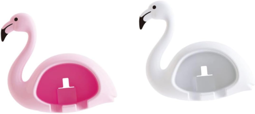 Flamingo Toothbrush Holder for Two Easy Suction Wall Toothbrush Case