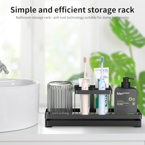 Sturdy 5-Slot Carbon Steel Toothbrush Holder with Drip Tray