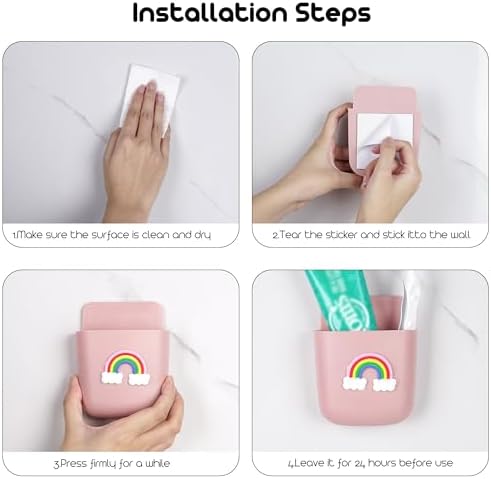 Biiange Self-Adhesive Wall-Mounted Rainbow Toothbrush Stand