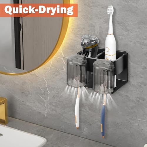 HarJue Adhesive Wall Toothbrush and Oral Care Organizer