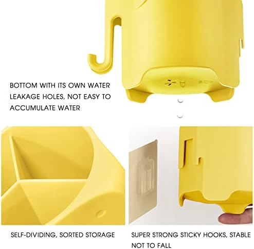 Organizing Kids Toothbrushes in a Funny Elephant Style Holder Yellow